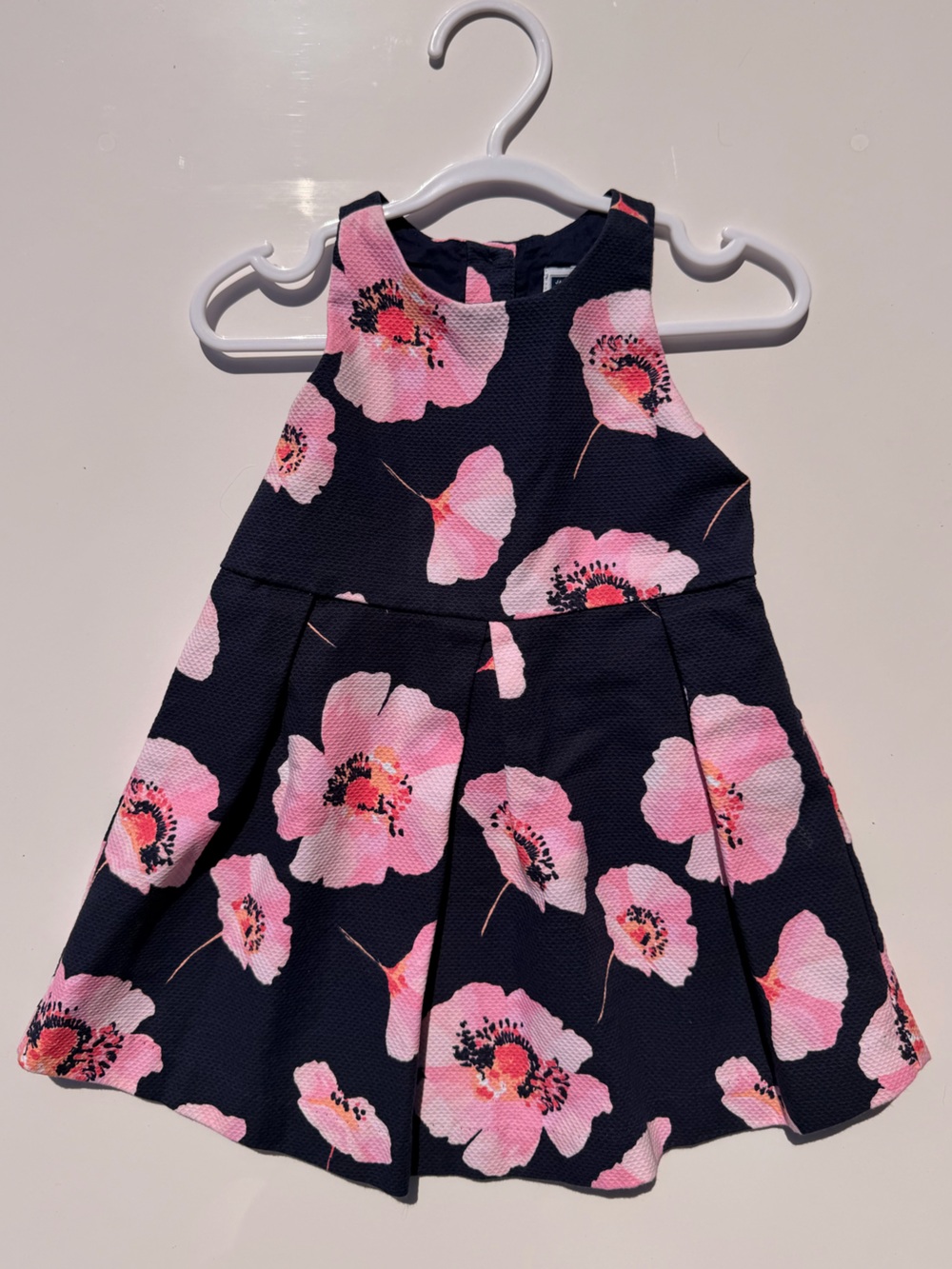 Janie & Jack Girls' Navy Floral Dress - Pink Flower Print